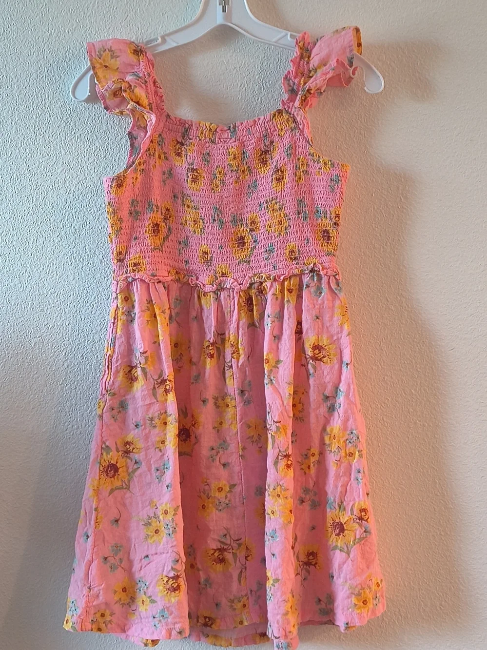 Old Navy Pink Floral Smocked Sundress with Ruffle Straps